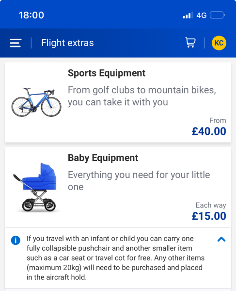 Ryanair child allowance - car seats