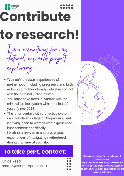 Mums with Criminal Justice System Experience in the Last 10 Years: Share Your Story and Make a Difference!