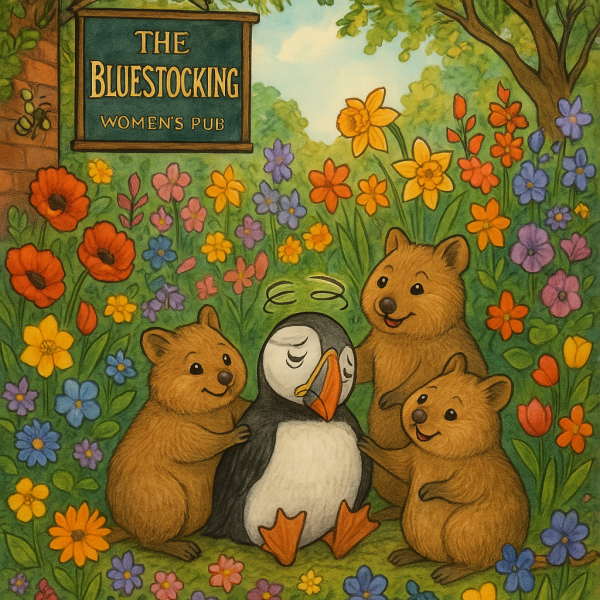 The Bluestocking - where women are women, and small furry animals are gerbils, quokkas,  capybaras, or a red panda called Rosy