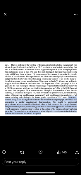 Spaces for "gender reassignment" category