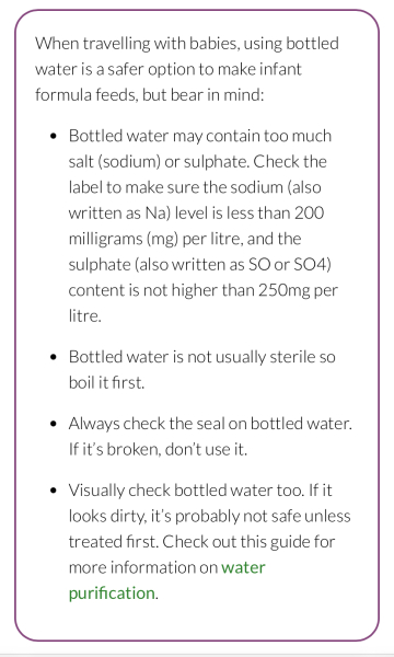 What bottled water in the UK to use for babies formula?