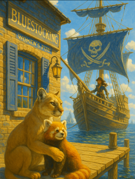 The Bluestocking - where women are women, and small furry animals are gerbils, quokkas,  capybaras, or a red panda called Rosy