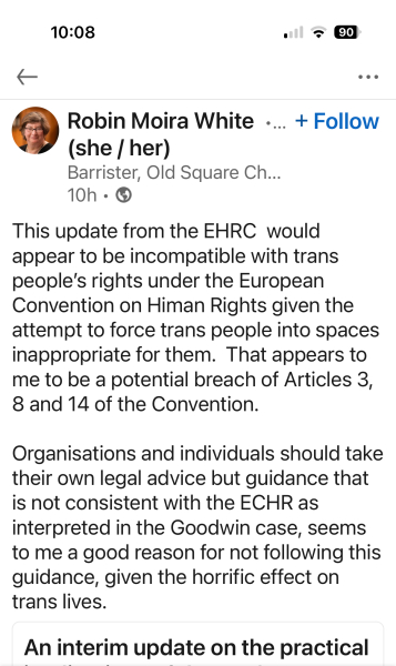 Interim guidance from EHRC is out