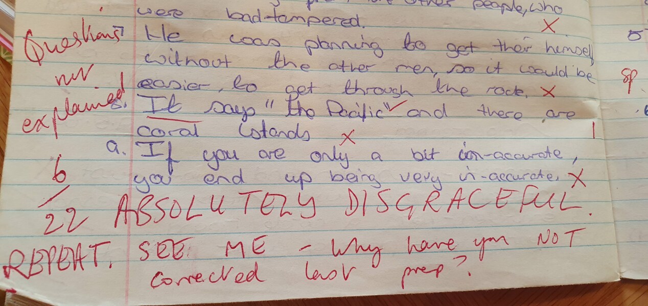 The style of teachers' comments on school work: then and now