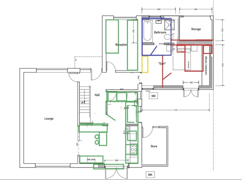 Sorry another floor plan… awkward shaped rooms and a long list of requirements!