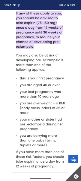 Risk factors for aspirin