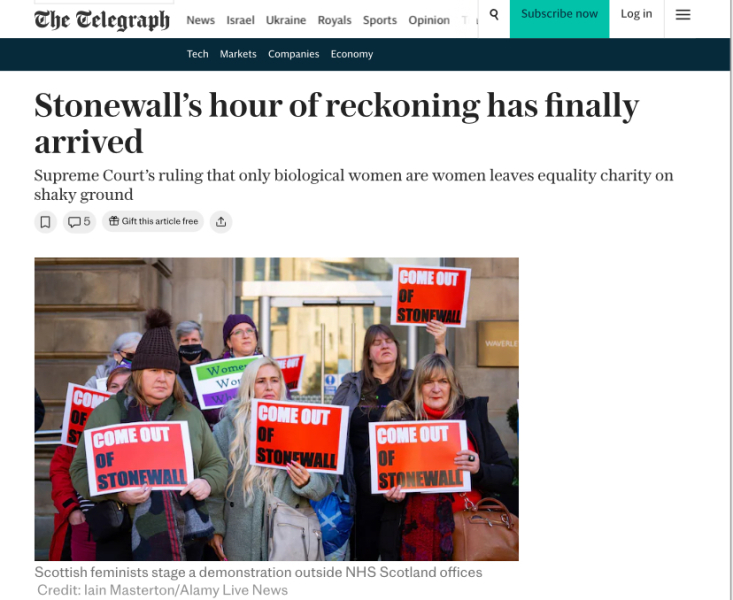 Stonewall - tracking following the Supreme Court judgement