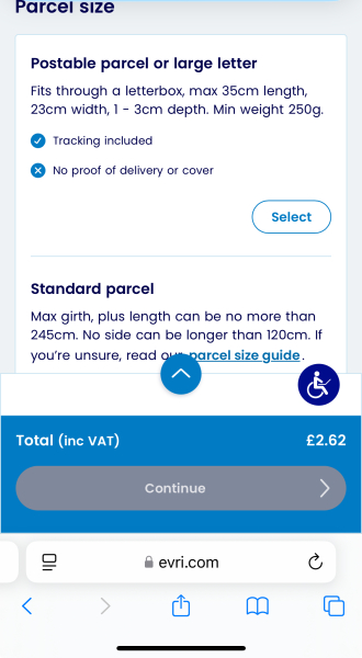 Can I deliver a birthday card by Tues? Evri seems parcels only