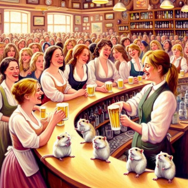 The Bluestocking Arms Women's Pub, where women make friends with Beetles, Androids, Cakes, Dragons, Hedgehogs and other women, where wit and wisdom flourish