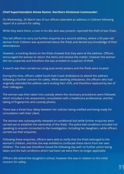 Anyone read about the mum getting arrested for taking her dcs ipads?