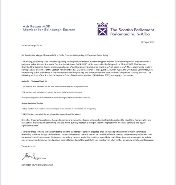 Maggie Chapman MSP slanders Supreme Court