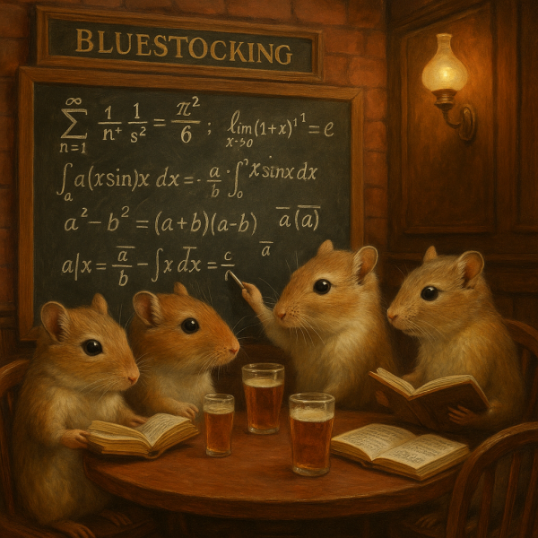 The Bluestocking Arms Women's Pub, where women make friends with Beetles, Androids, Cakes, Dragons, Hedgehogs and other women, where wit and wisdom flourish