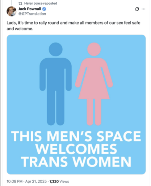 Are men going to now wholeheartedly welcome trans women into their spaces?  Utterly brilliant if so ...