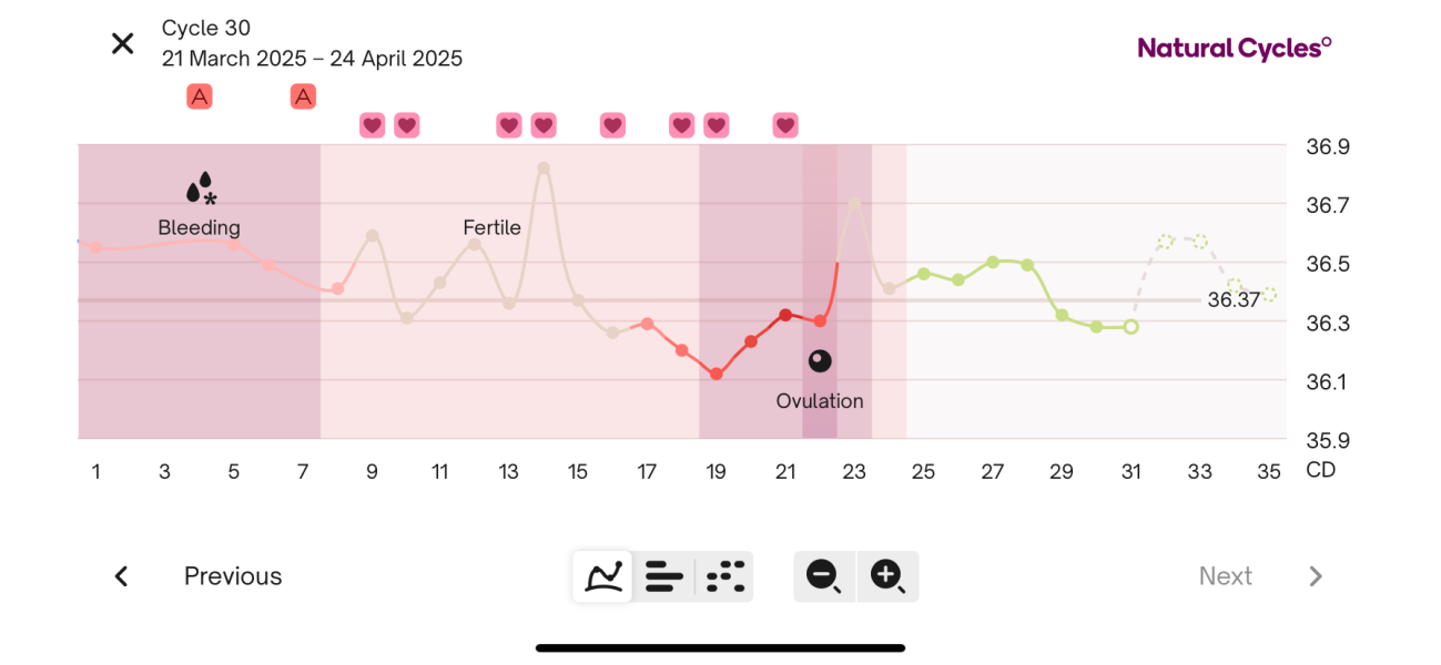 BBT declining from 7dpo