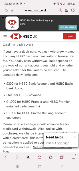 HSBC cash at post office