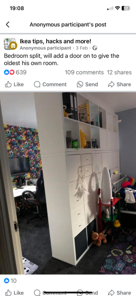 Anyone split a bigger bedroom into two?