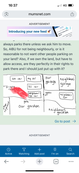 Neighbours parking on access land