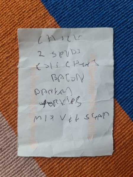 I found a shopping list