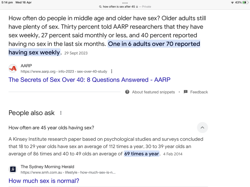 How often do you have sex after 45?