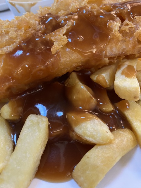 Chips and gravy.