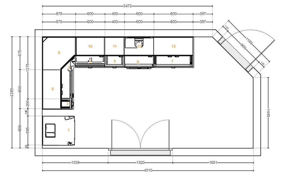 Do you think this would look silly - kitchen layout Q