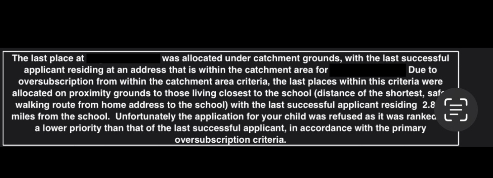 Querying child’s rejected place