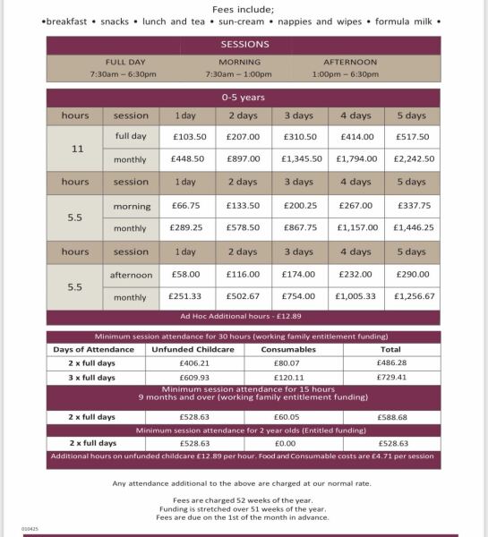 Please help me work out nursery fees!