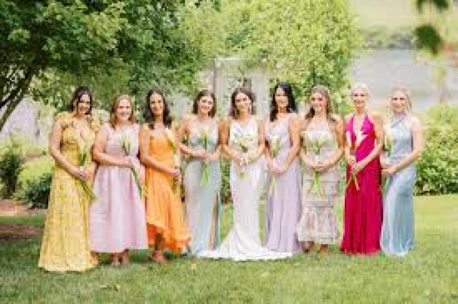 What do you think of this bridesmaids look (totally different dresses)