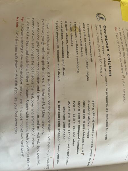 Old WW recipe for Caribbean chiken