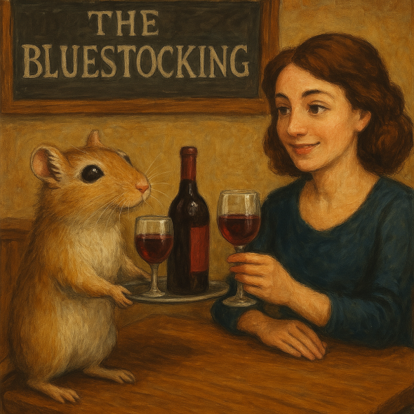 The Bluestocking Arms Women's Pub, where women make friends with Beetles, Androids, Cakes, Dragons, Hedgehogs and other women, where wit and wisdom flourish