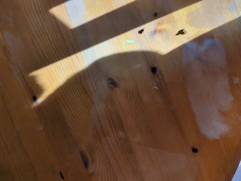 Water marks on pine