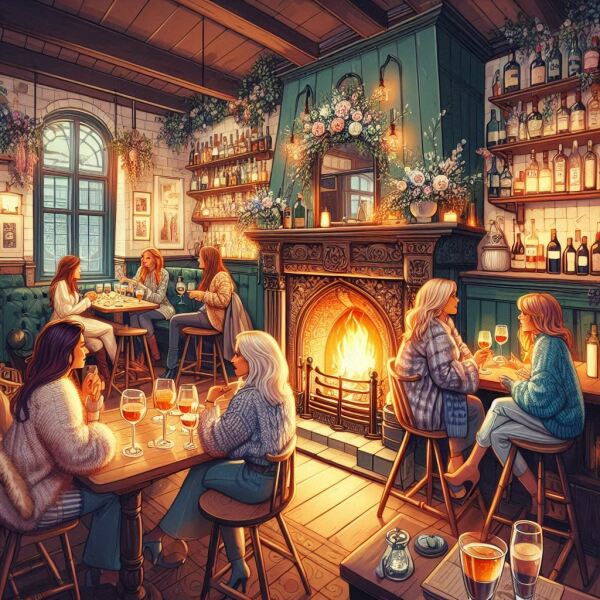 The Bluestocking Arms Women's Pub, where women make friends with Beetles, Androids, Cakes, Dragons, Hedgehogs and other women, where wit and wisdom flourish