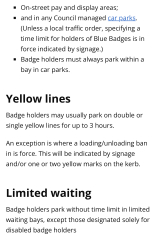 Question about blue badge parking