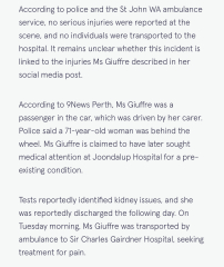 Virginia Giuffre hit by bus