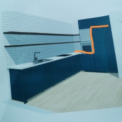 Do you think this would look silly - kitchen layout Q