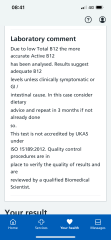 B12 symptomatic.. active B12 okay