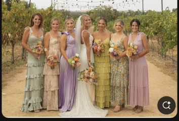 What do you think of this bridesmaids look (totally different dresses)