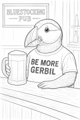 The Bluestocking Arms Women's Pub, where women make friends with Beetles, Androids, Cakes, Dragons, Hedgehogs and other women, where wit and wisdom flourish