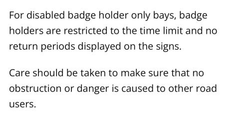 Question about blue badge parking