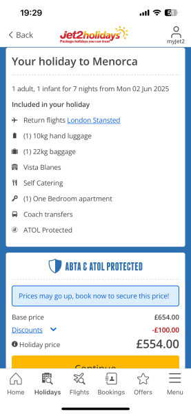How much would you pay for 7 nights in the Balearic Islands, self catering? (You and an almost 2 yr old)