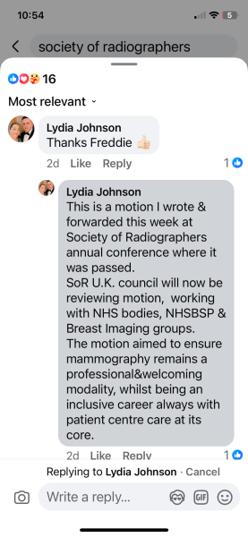 Statement from the Society of Radiographers re Mammograms