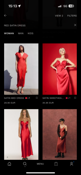 Red satin slip dress