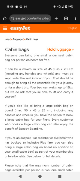 EasyJet under seat bag/case for 6 day trip  recommendations