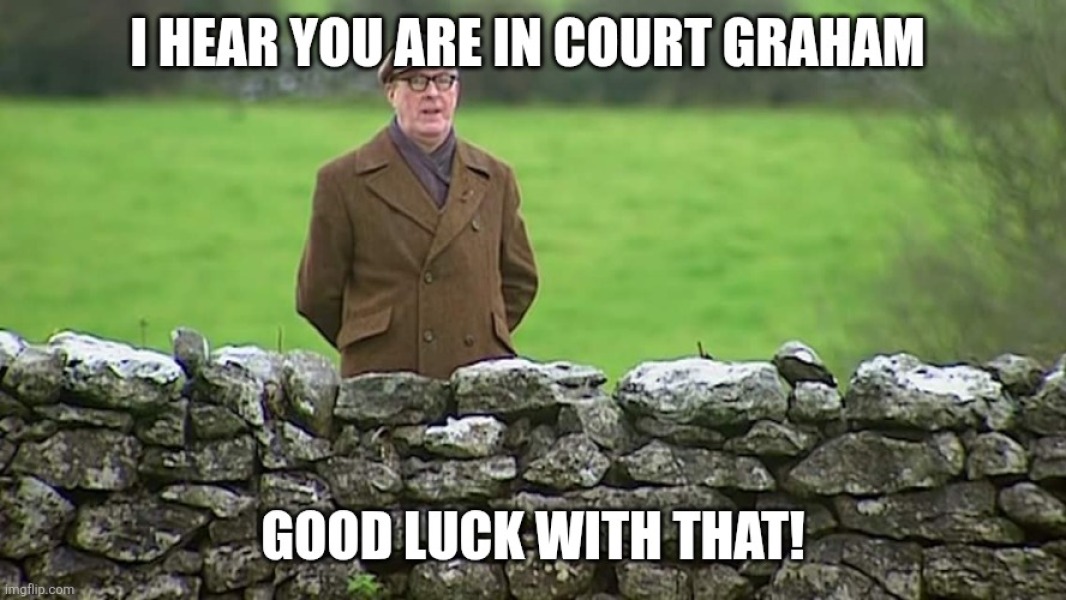 Our Graham looking for some support for his court case on Monday!