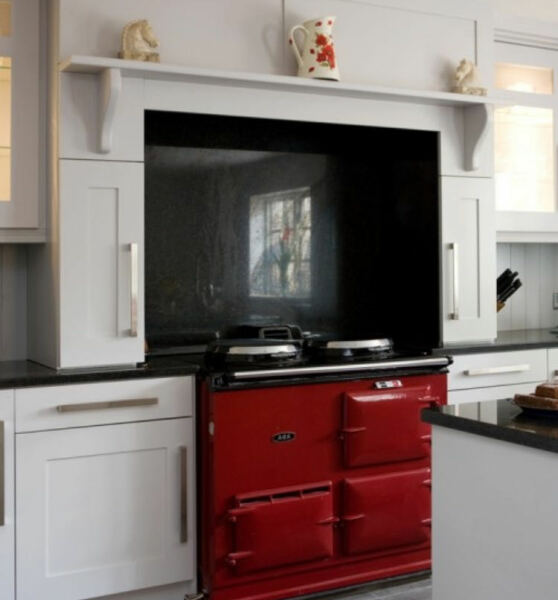 Bright red aga in new home