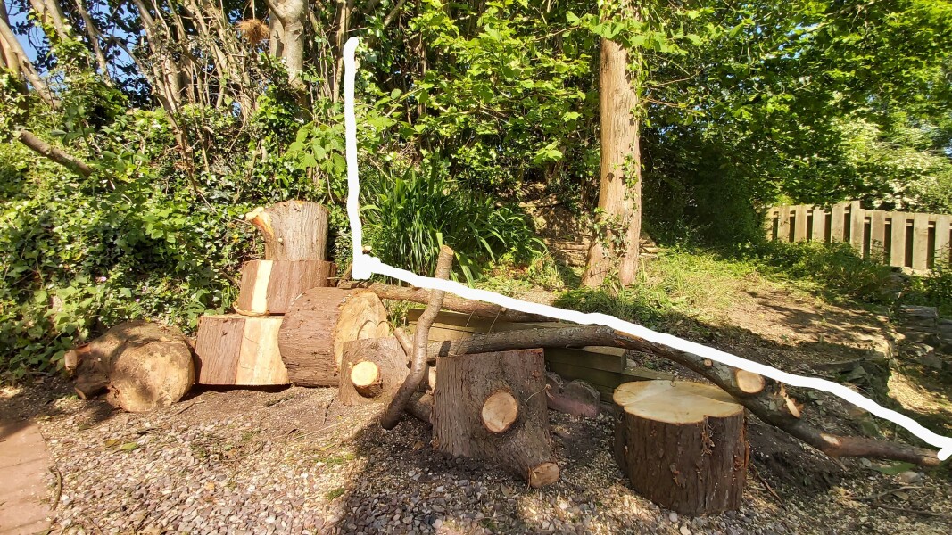 Cut wood stumpery