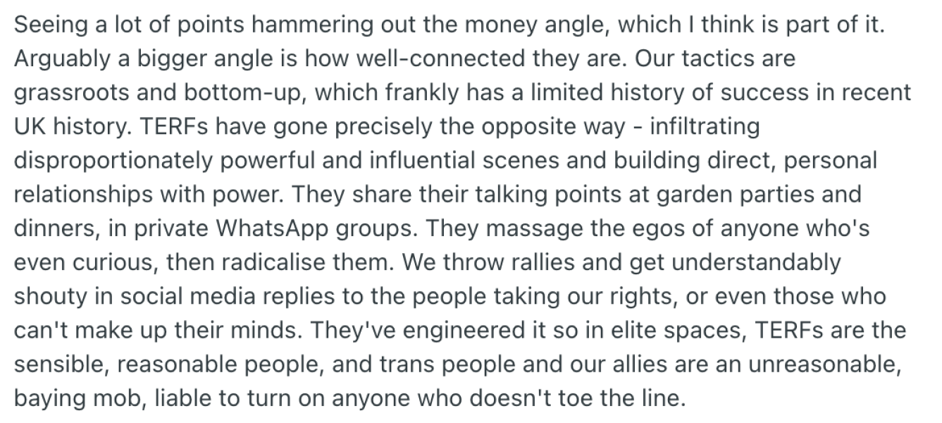 “Why are TERFs so well organized compared to us?”