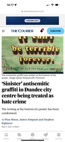 Antisemitic graffiti in Scotland
