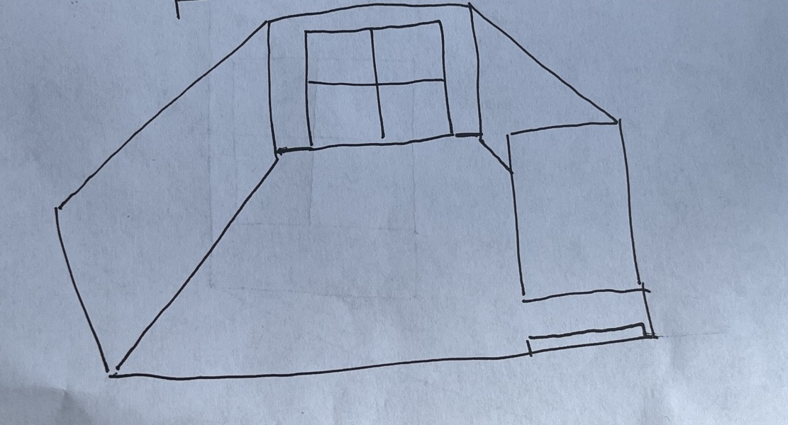 Furniture arrangement with diagram