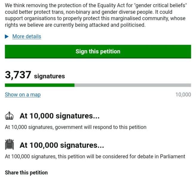 New petition wanting to remove protected beliefs